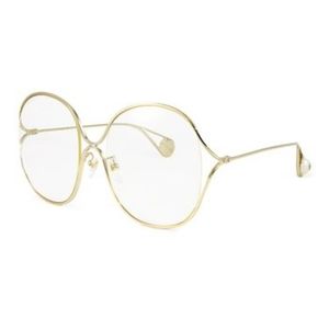 Gucci Gold Round Oversize Glasses Gucci, Size 57 mm w/all authenticity doc